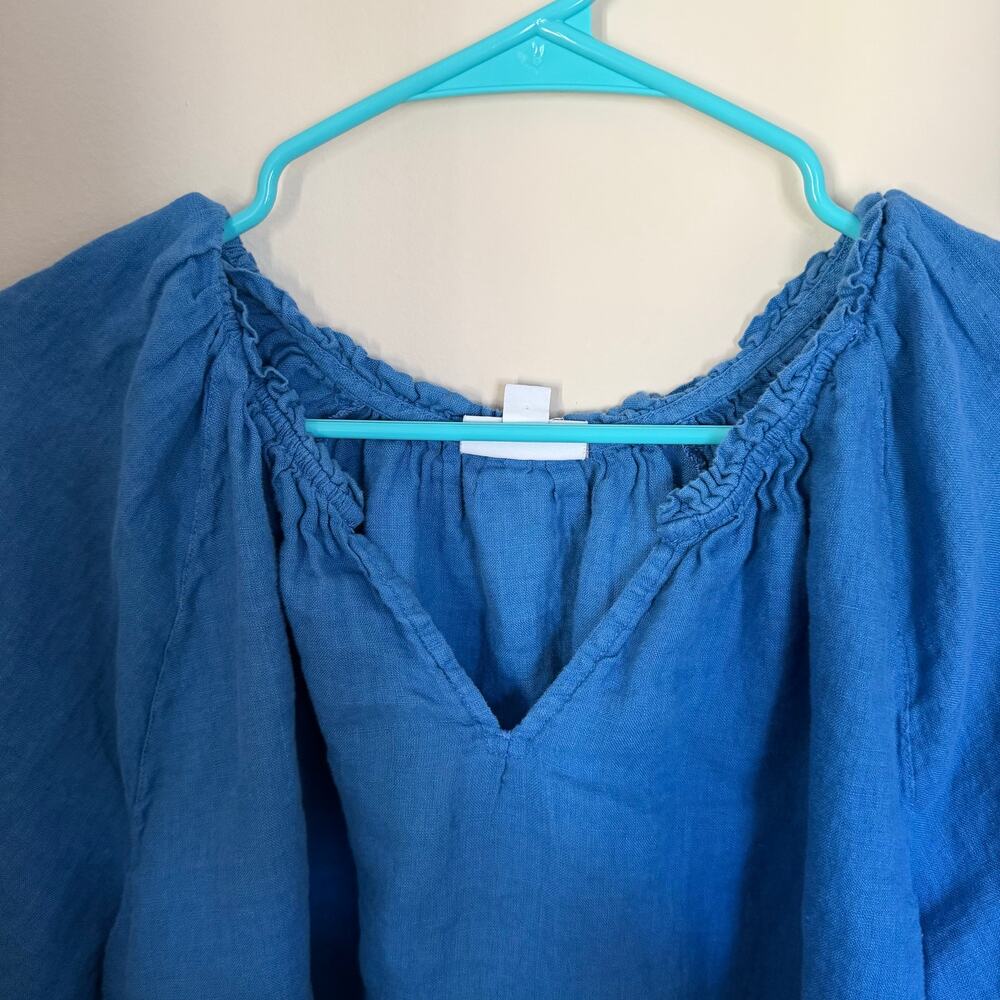 J. Jill Blue Peasant-Style Linen Blouse - Picture 4 of 11
